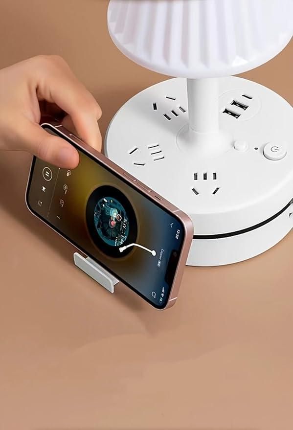 3 in 1 Dimmable LED Table Lamp + USB Socket + External Outlet + Mobile stand