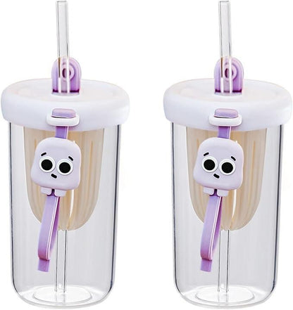 Glass Tumbler with Fruit Infuser Lid and Straw