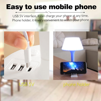 3 in 1 Dimmable LED Table Lamp + USB Socket + External Outlet + Mobile stand