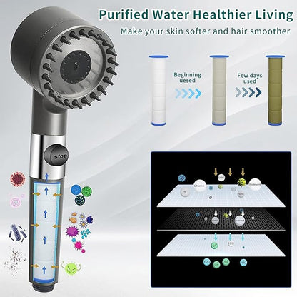 High Pressure 3-Setting Handheld filtration brush Shower head
