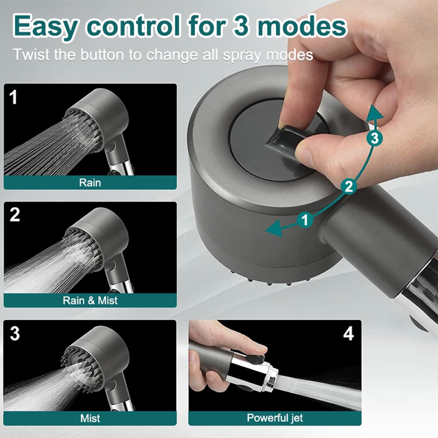 High Pressure 3-Setting Handheld filtration brush Shower head