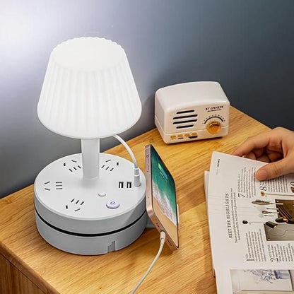 3 in 1 Dimmable LED Table Lamp + USB Socket + External Outlet + Mobile stand